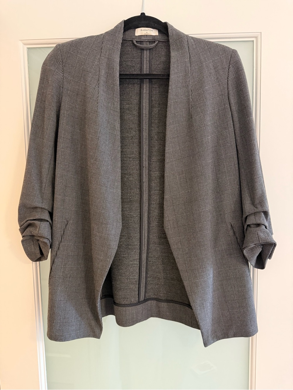 Babaton Power Blazer in Grey Plaid